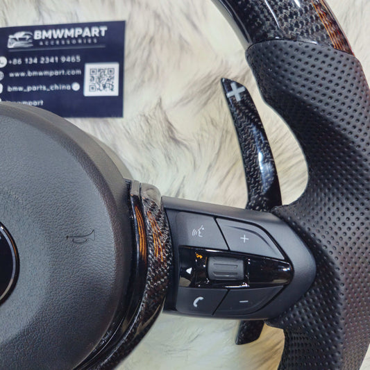 Bottom Round Carbon Steering Wheel with Led for BMW F series right side