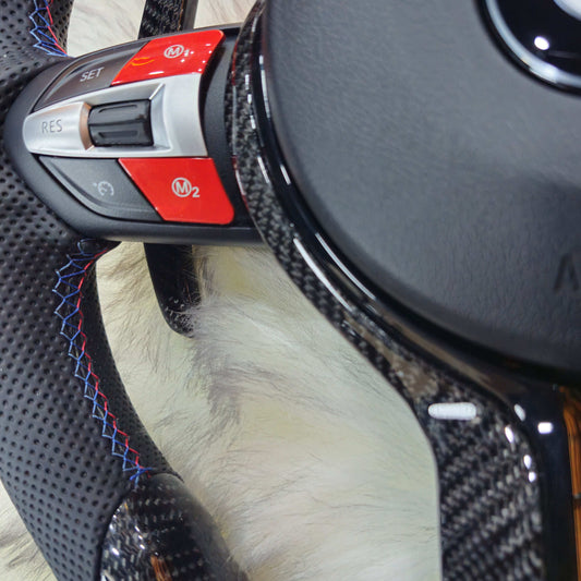 Carbon Fiber with Led Steering wheel M1 M2 Red Buttons For BMW F Series left side