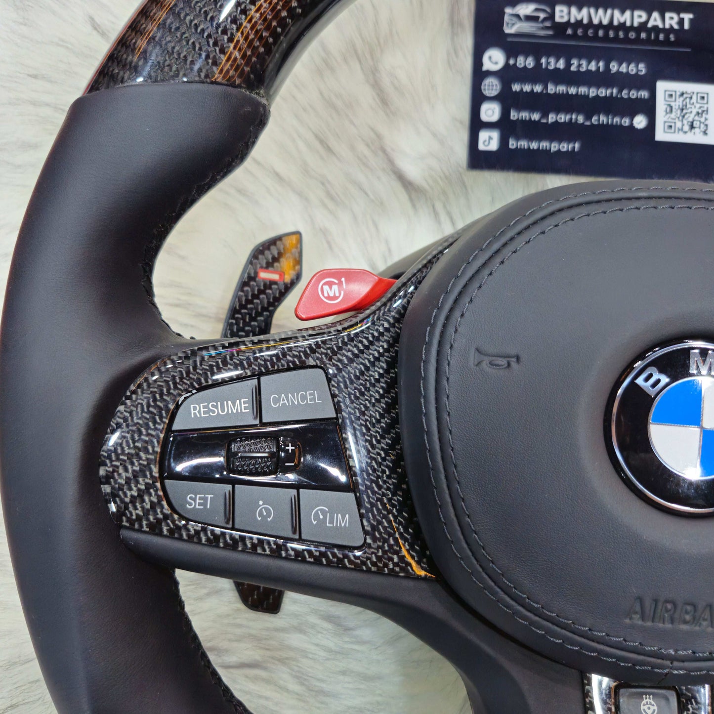 Custom Steering Wheel for BMW M3 M4 M5 G30 F90 and G Series Carbon Fiber with Led