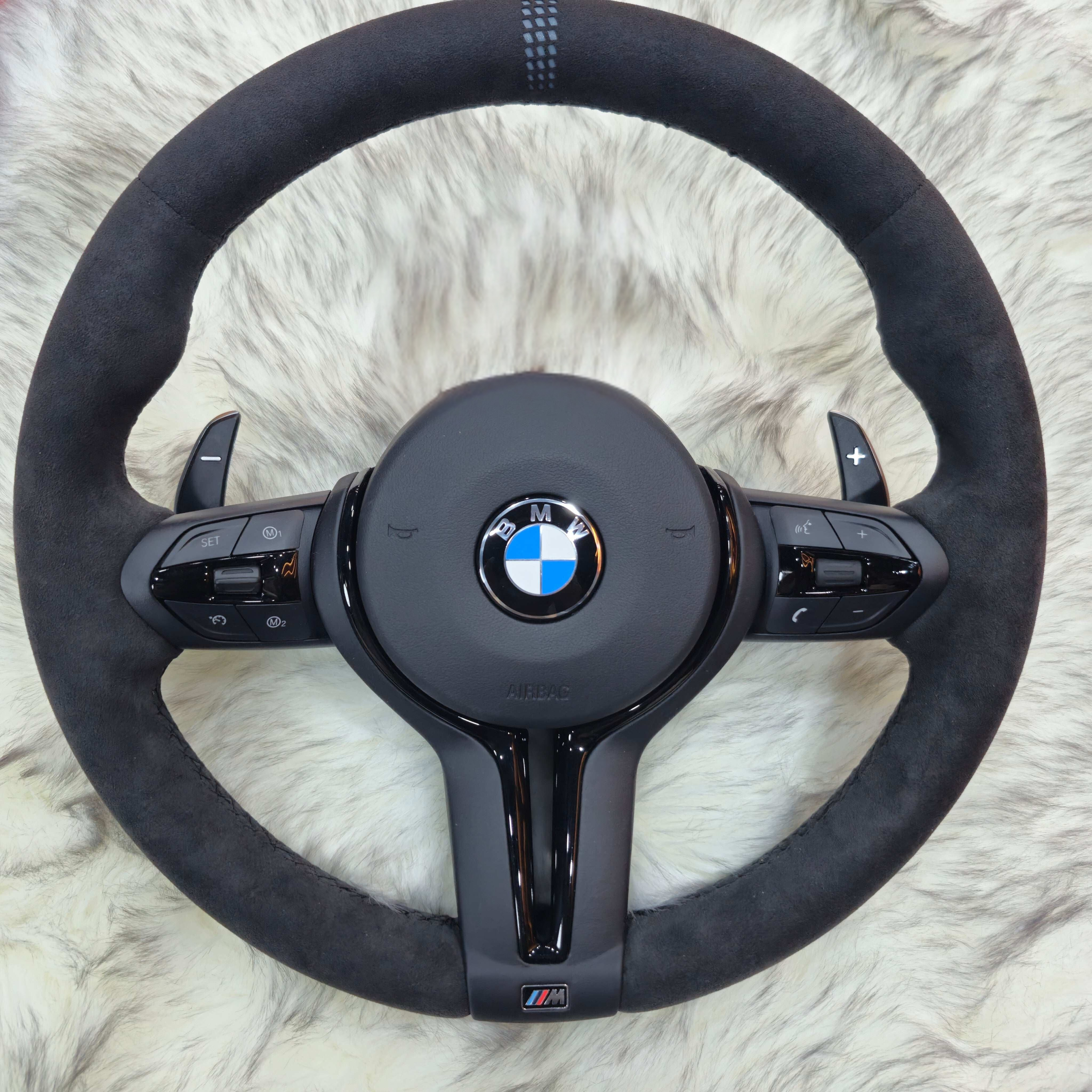 Black Full Alcantara Black Trim Steering wheel  Fit  Bmw F Series