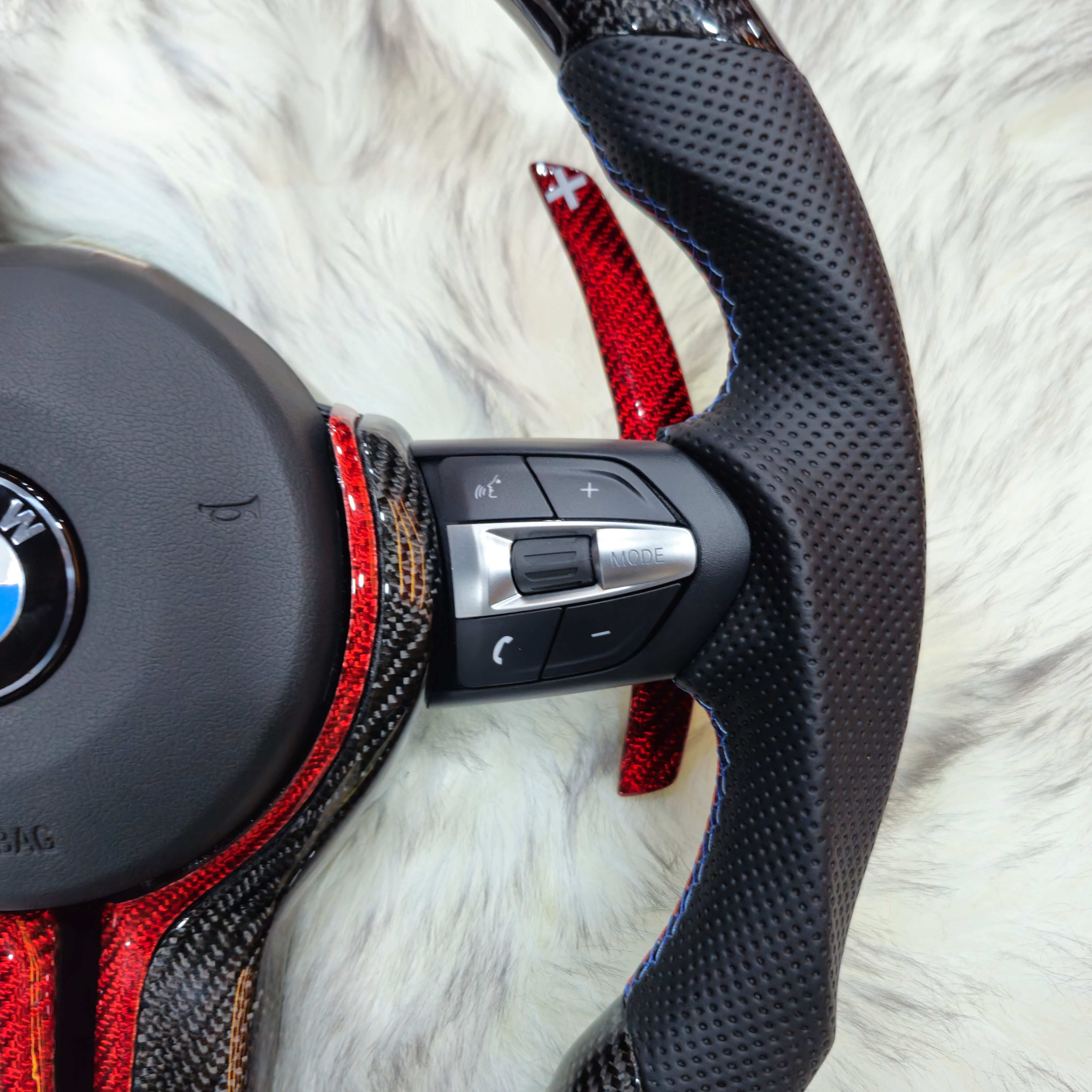 Carbon Fiber Red Trim with Led Steering Wheel for BMW F Series