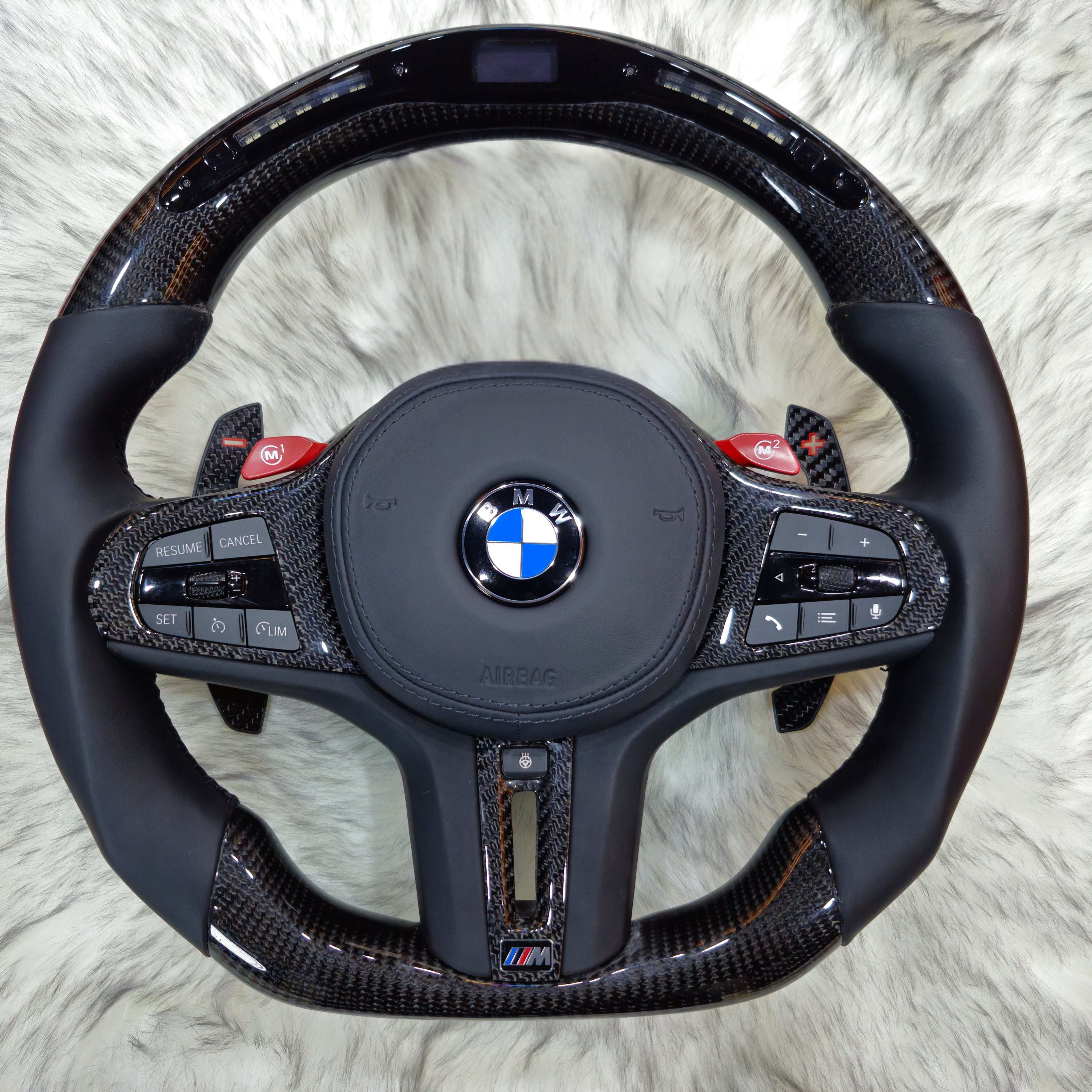 Custom Steering Wheel for BMW  M3 M4 M5  G30 F90 and G Series Carbon Fiber with Led