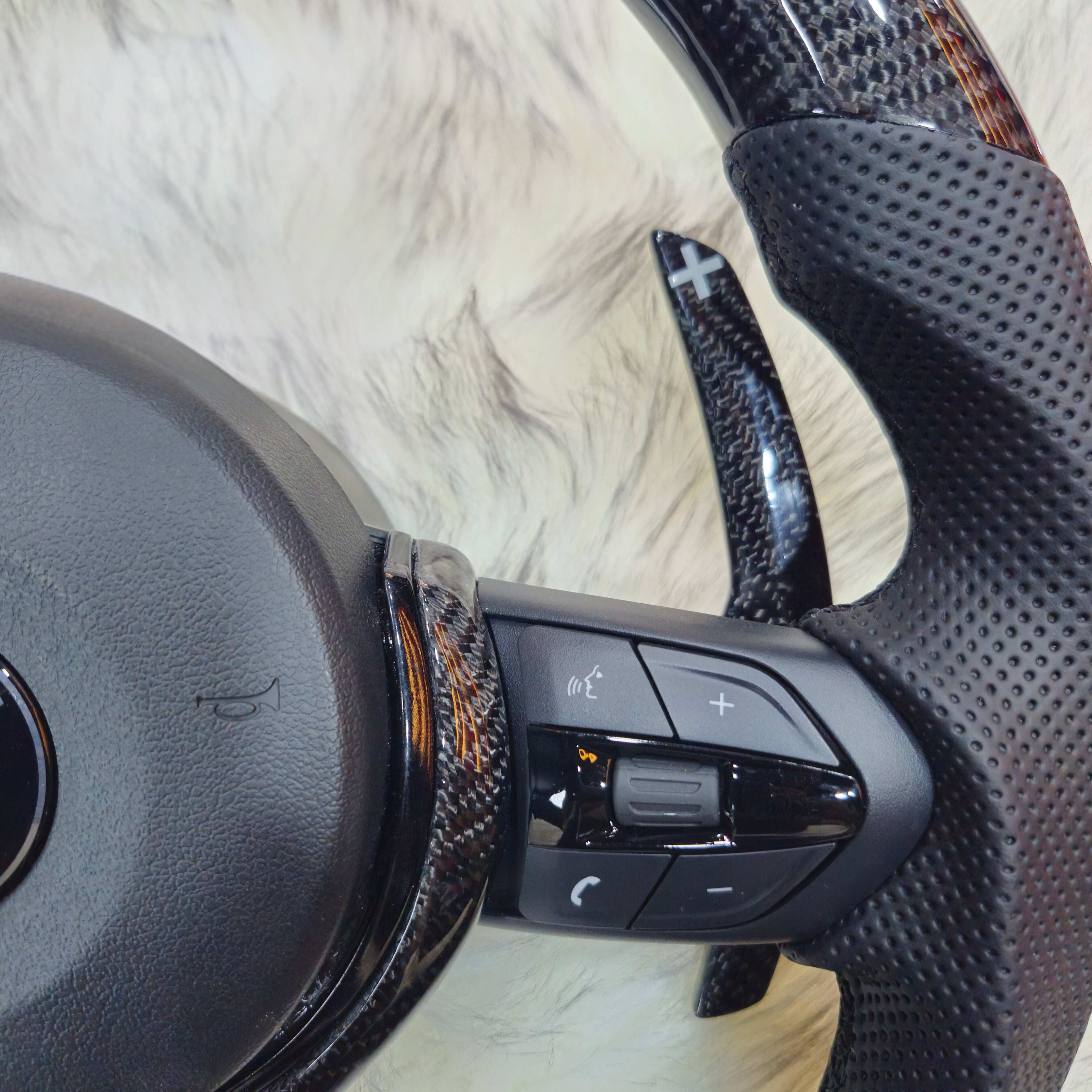Bottom Round Carbon  Steering Wheel  with Led for BMW F series