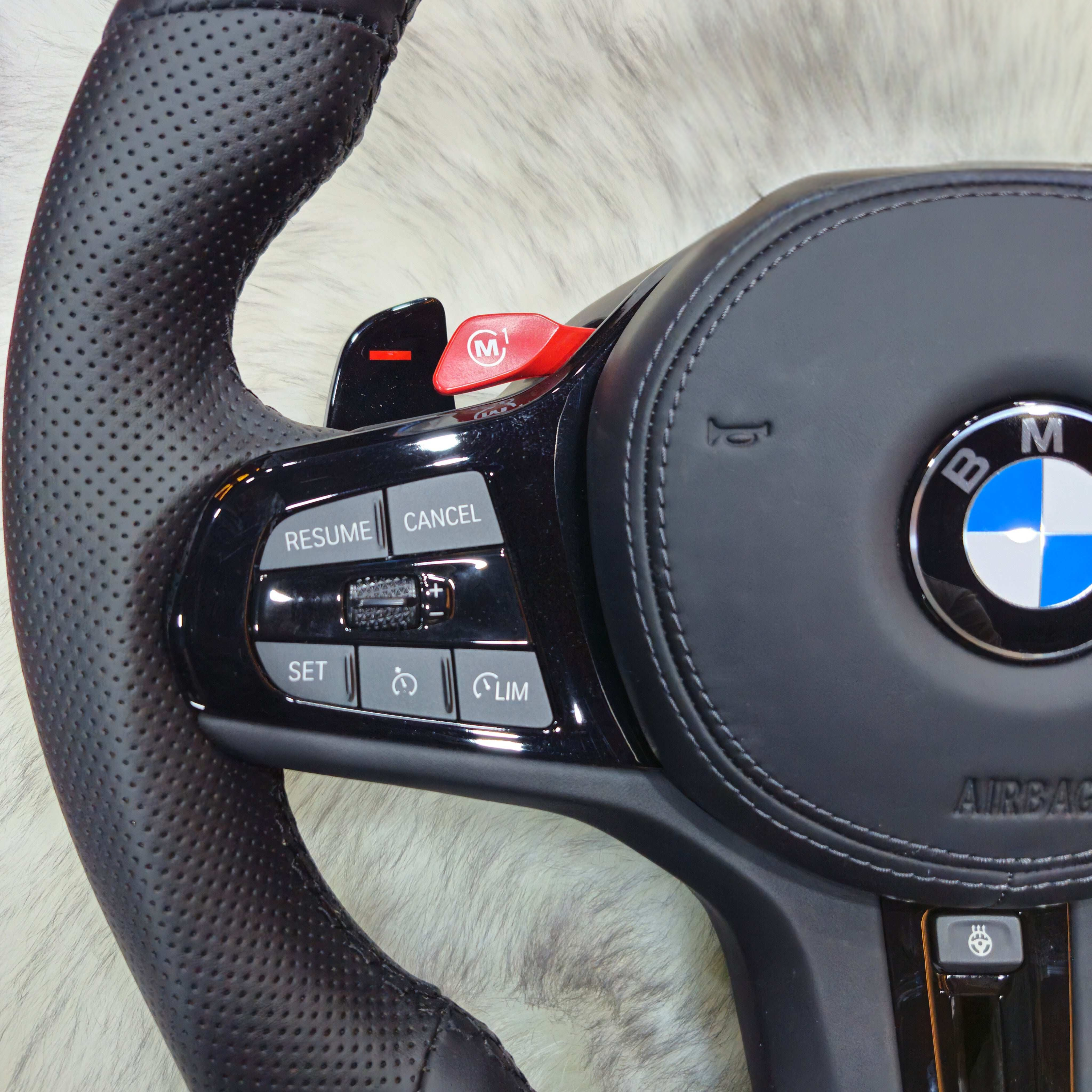 Perforated Nappa Leather  Black Trim Steering Wheel for BMW G Series
