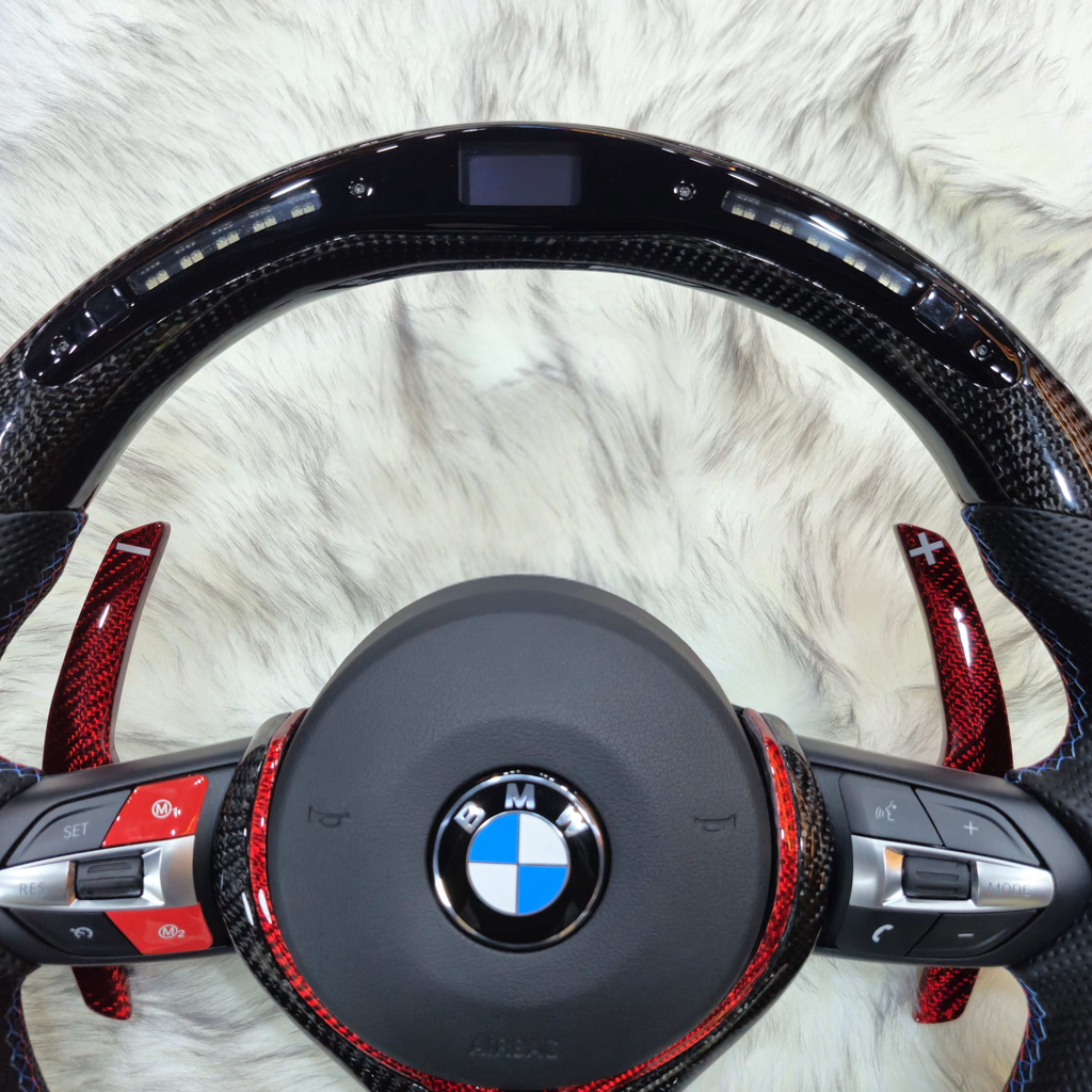 Carbon Fiber Red Trim with Led Steering Wheel for BMW F Series