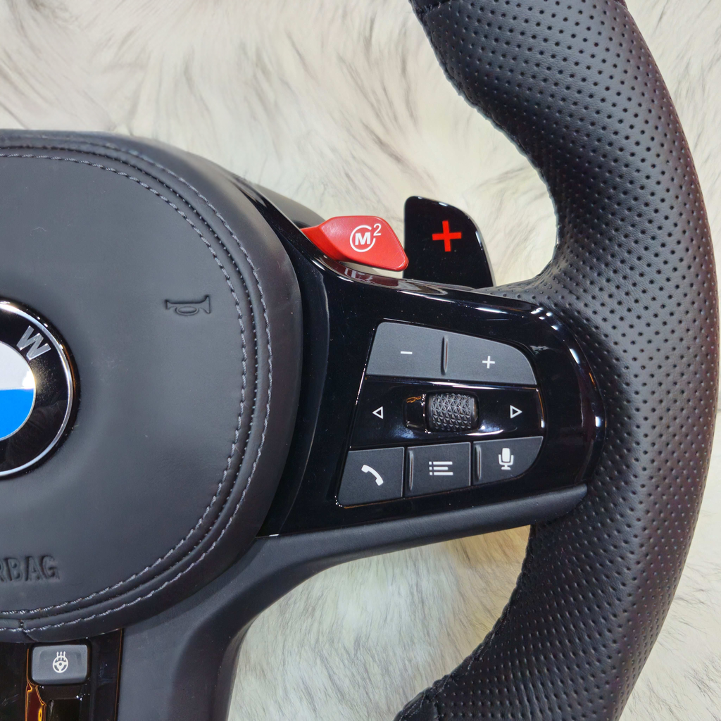 Perforated Nappa Leather  Black Trim Steering Wheel for BMW G Series