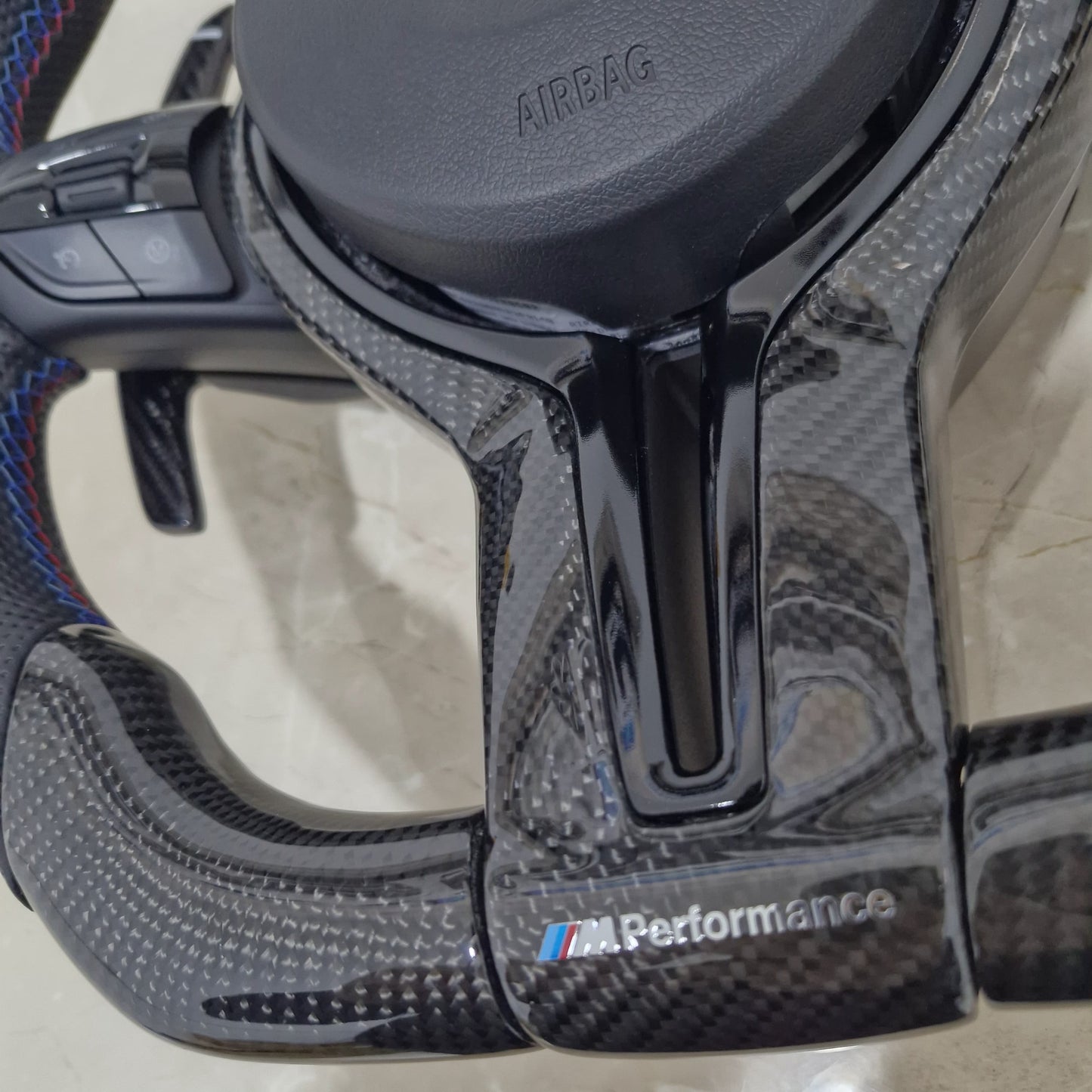 All Black Led Carbon Steering Wheel For BMW F10,F30,F80,F15,F82 and F Series bottom view