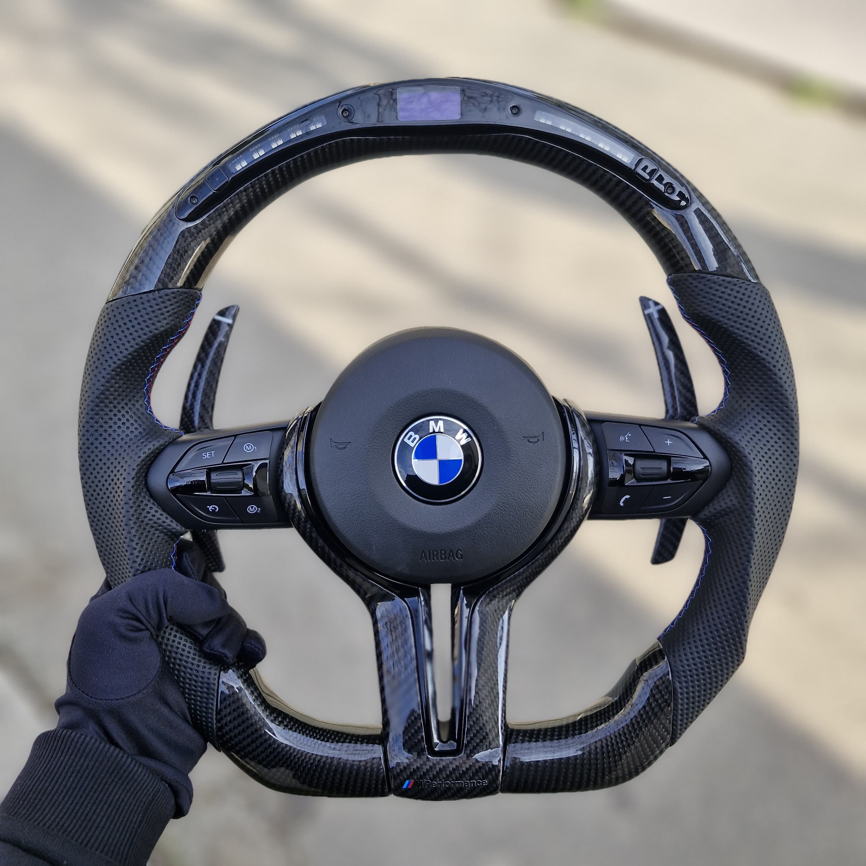 All Black Carbon Steering Wheel with Led Display For BMW F10,F30,F80,F15,F82 and F Series