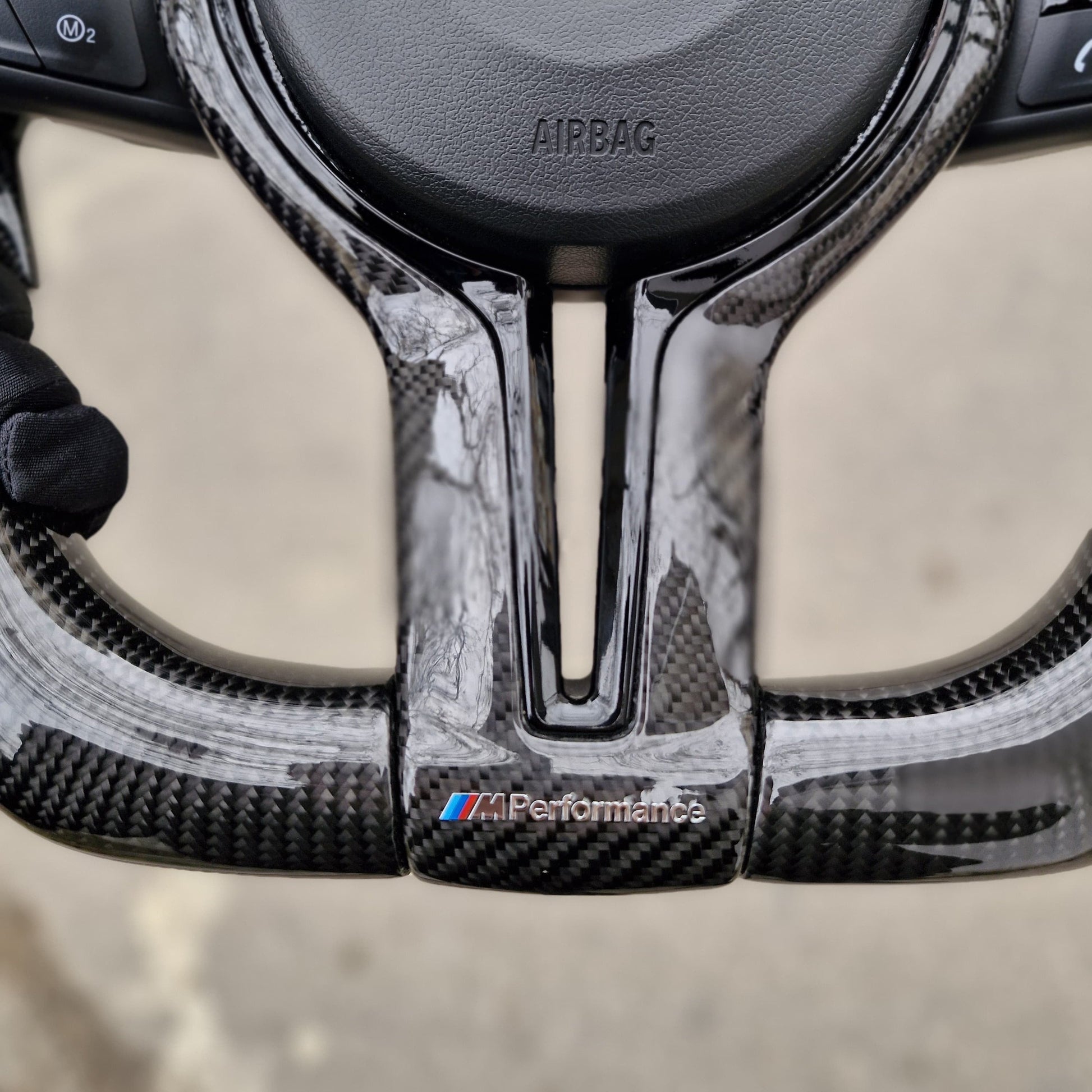 All Black M Performance Steering Wheel For BMW F30,F10,F32,F82,F87,F15,F20,F07,F80,F36 And F Series bottom side