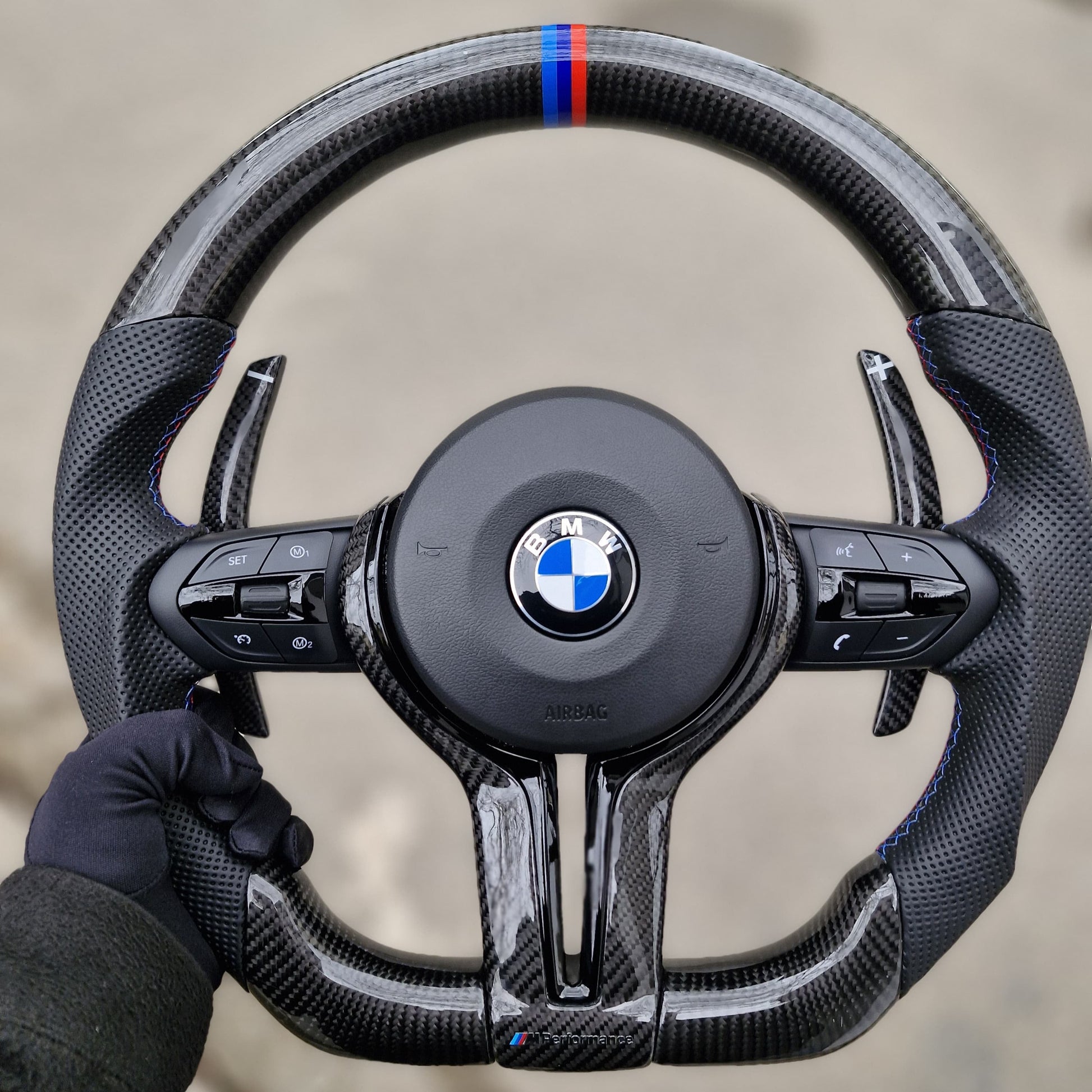 All Black M Performance Steering Wheel For BMW F30,F10,F32,F82,F87,F15,F20,F07,F80,F36 And F Series