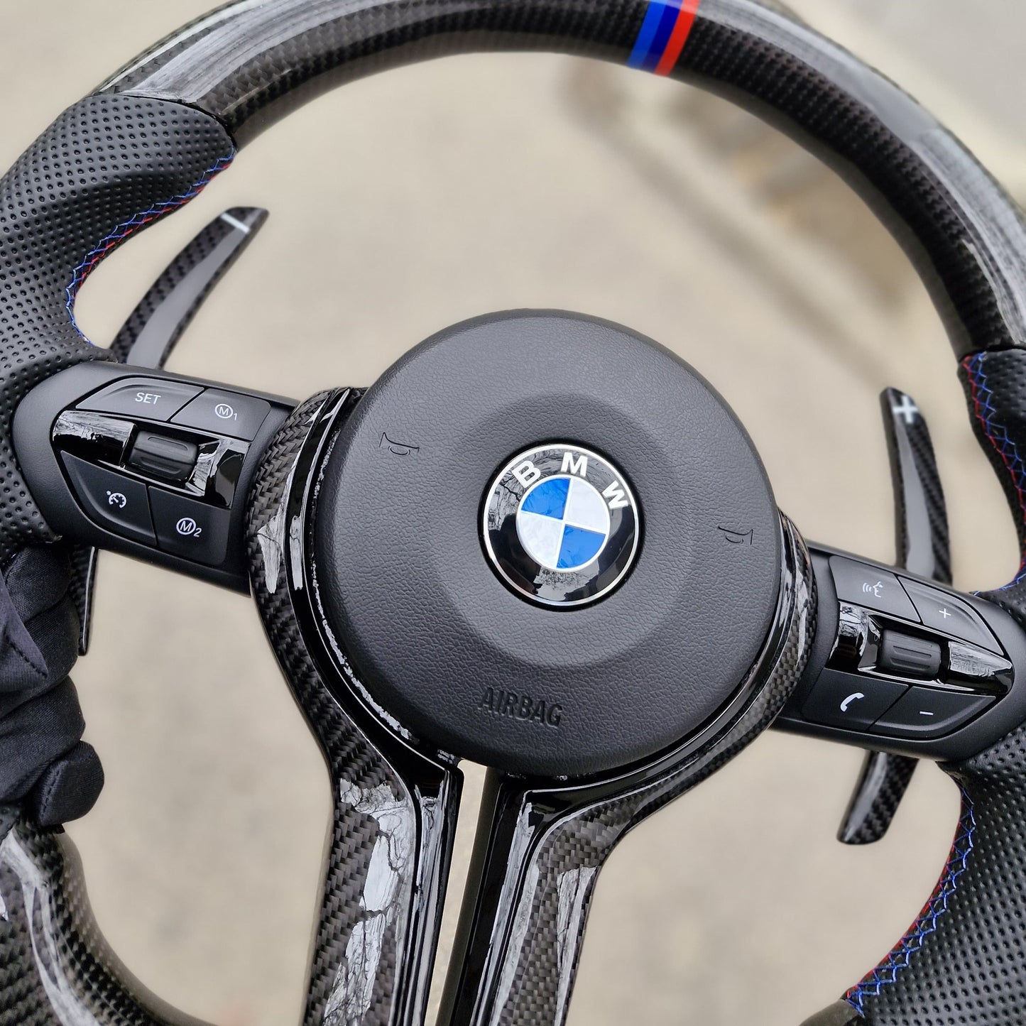 All Black M Performance Steering Wheel For BMW F30,F10,F32,F82,F87,F15,F20,F07,F80,F36 And F Series