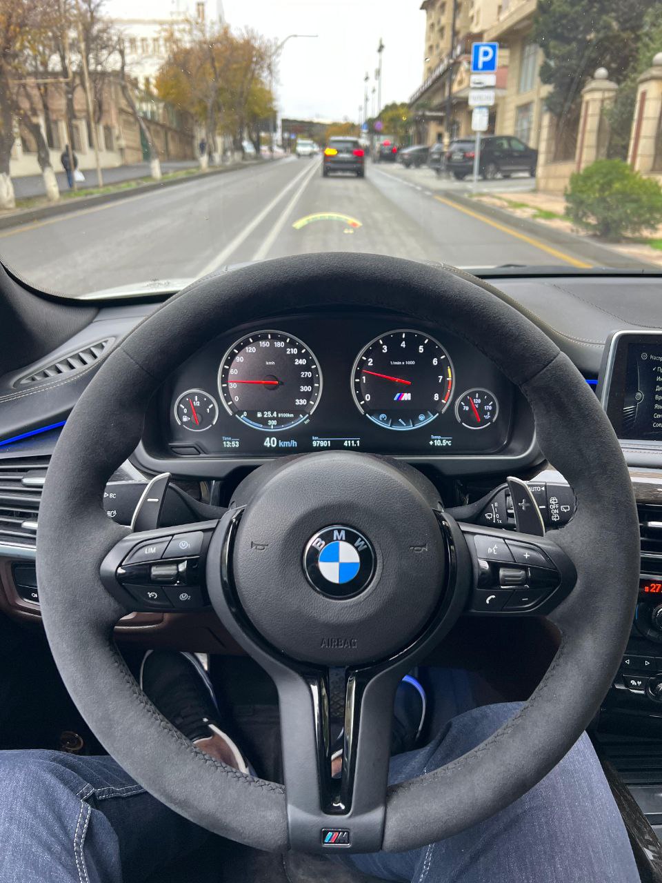 Black Full Alcantara Black Trim Steering wheel  Fit  Bmw F Series in car