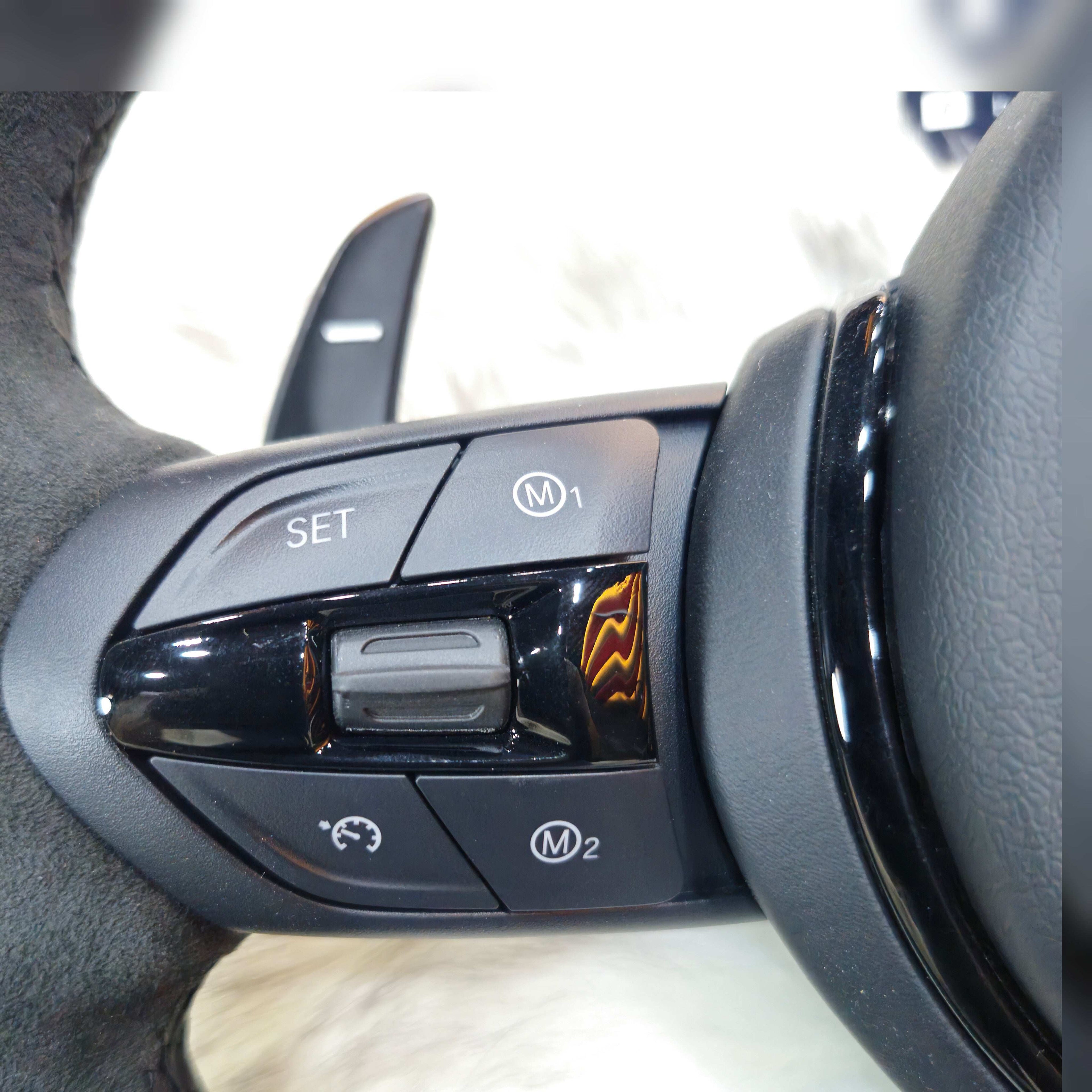 Black Full Alcantara Black Trim Steering wheel  Fit  Bmw F Series left hand buttoms