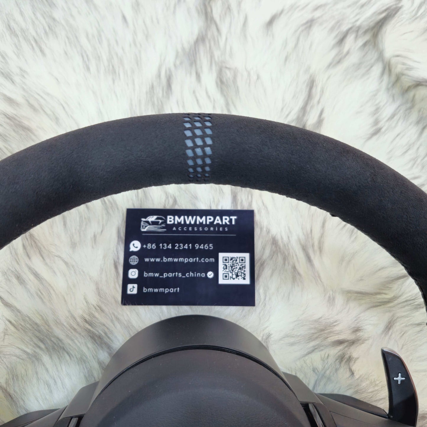 Black Full Alcantara Black Trim Steering wheel  Fit  Bmw F Series