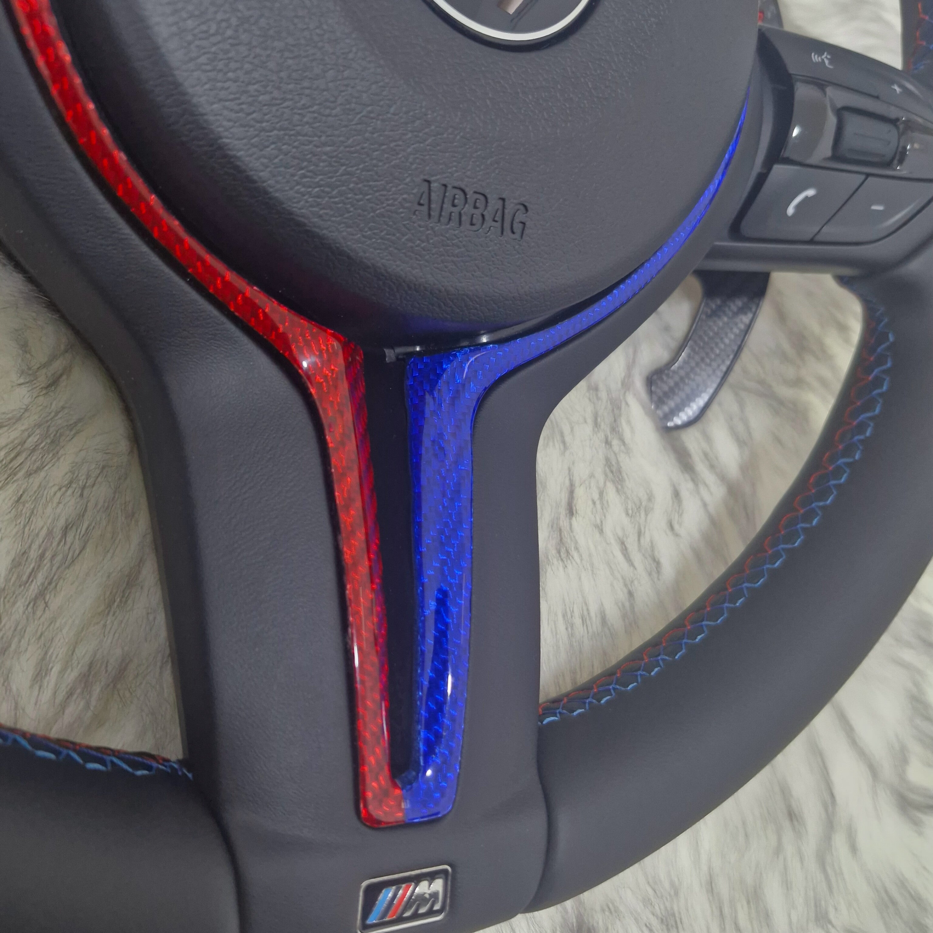 AC26 Blue,Red Trim M Sport Steering Wheel For BMW F Series