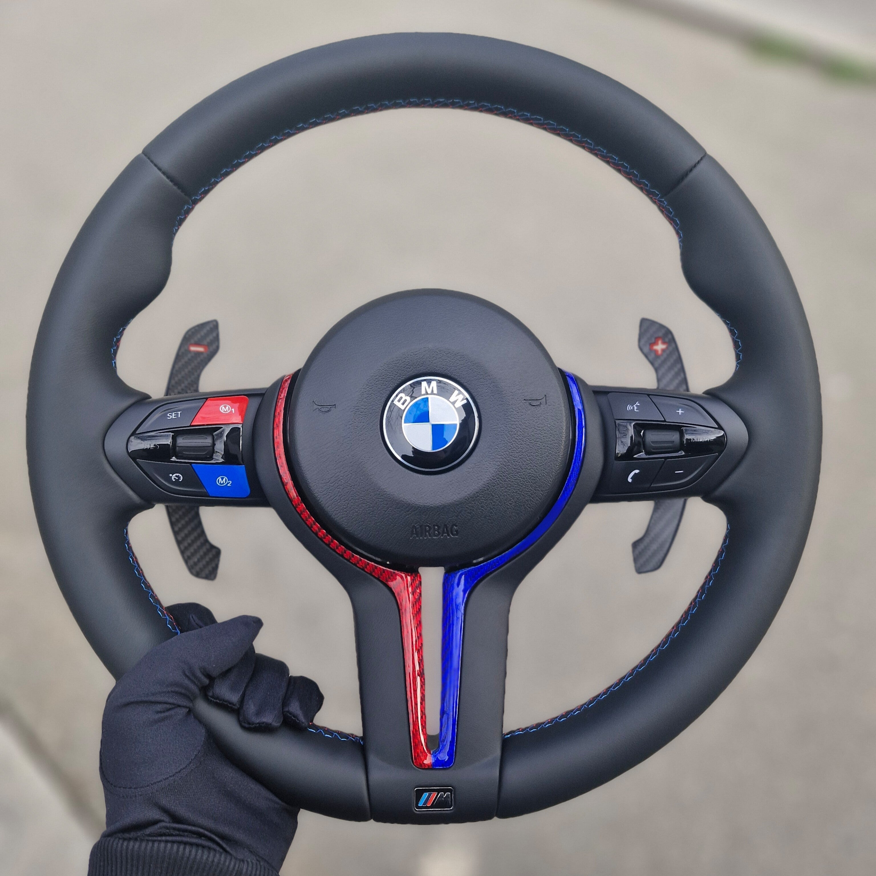 AC26 Blue,Red Trim M Sport Steering Wheel For BMW F Series