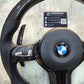 Carbon Fiber with Black Trim, Carbon Paddle Shifters Steering Wheel For BMW F Series left side