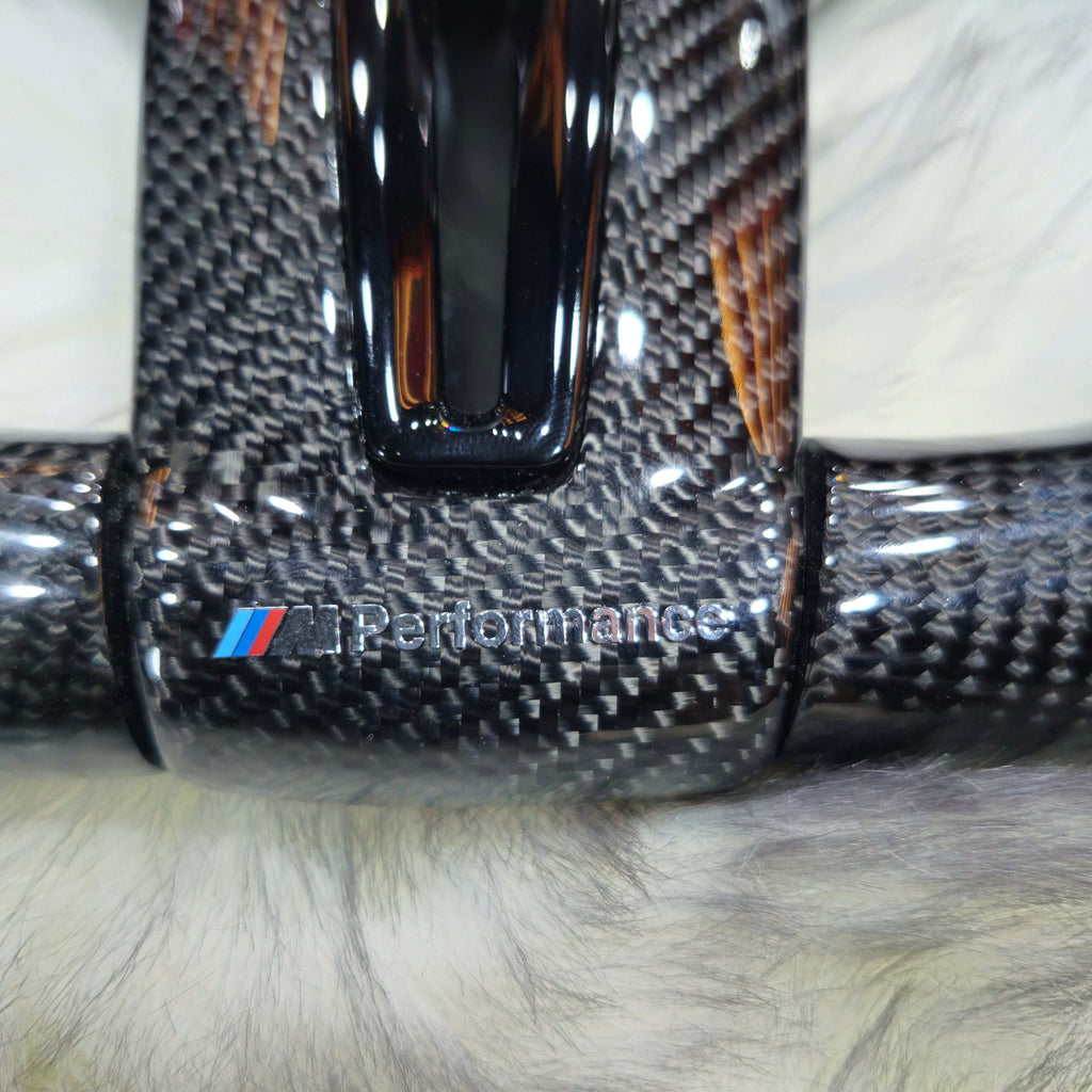 Carbon Fiber  with Led Steering wheel M1 M2 Red Buttons For BMW F Series bottom side