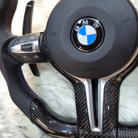 Carbon Fiber with Silver Trim Steering Wheel For BMW F Series left buttoms