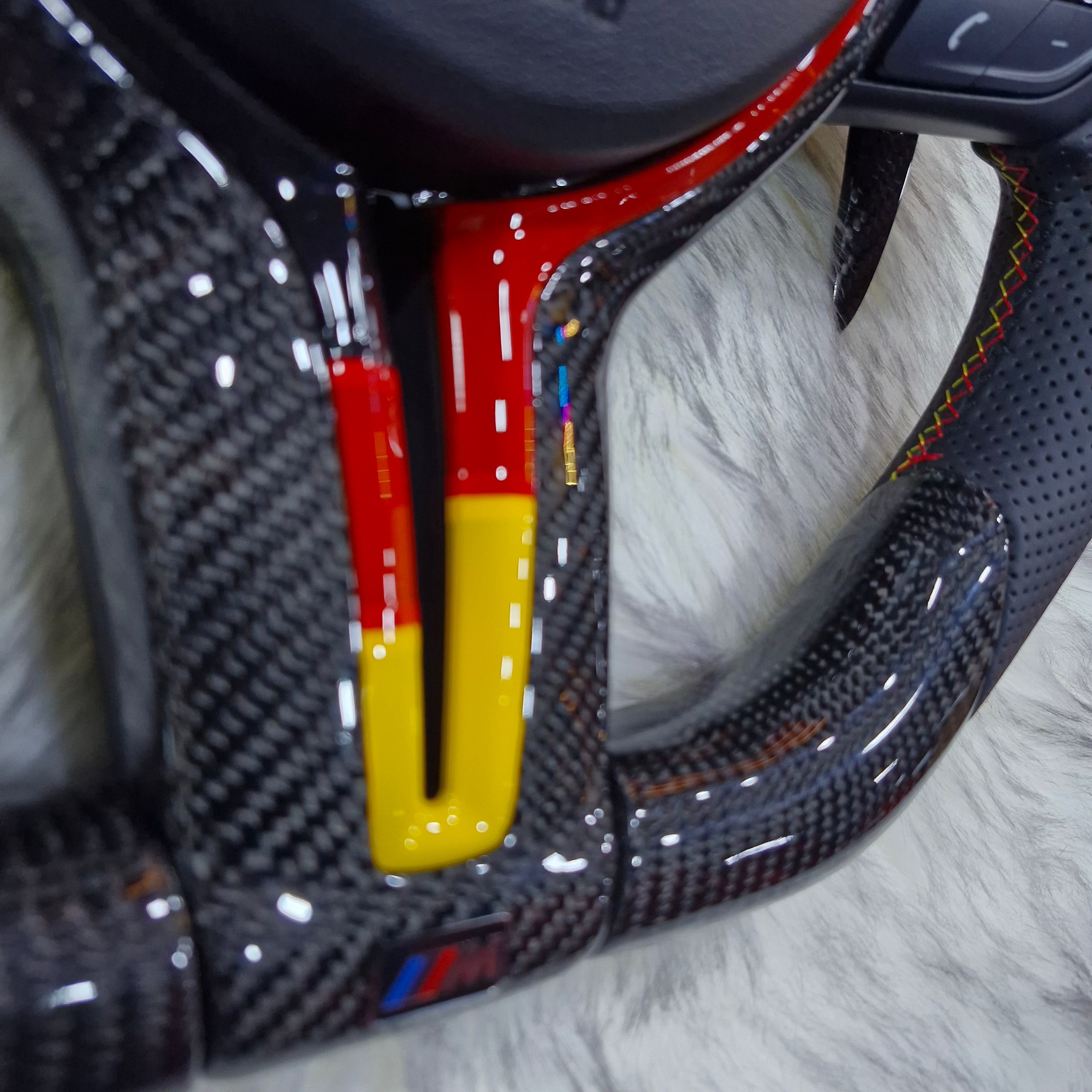 Customized black,red,yellow Trim and Paddle Shifters Carbon Fiber Steering Wheel For BMW F Series