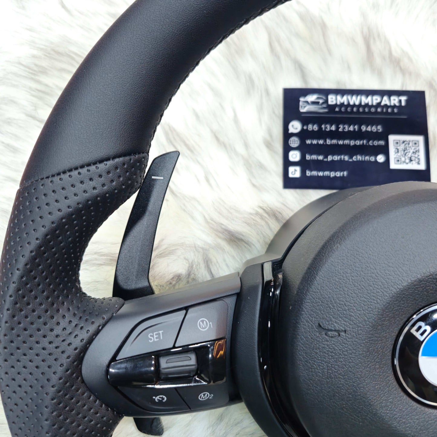 Customized Nappa Leather with Black Trim Steering Wheel For BMW F Series left side