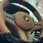 Customized Orange Leather Carbon Fiber Steering Wheel For BMW G Series and M5 in car