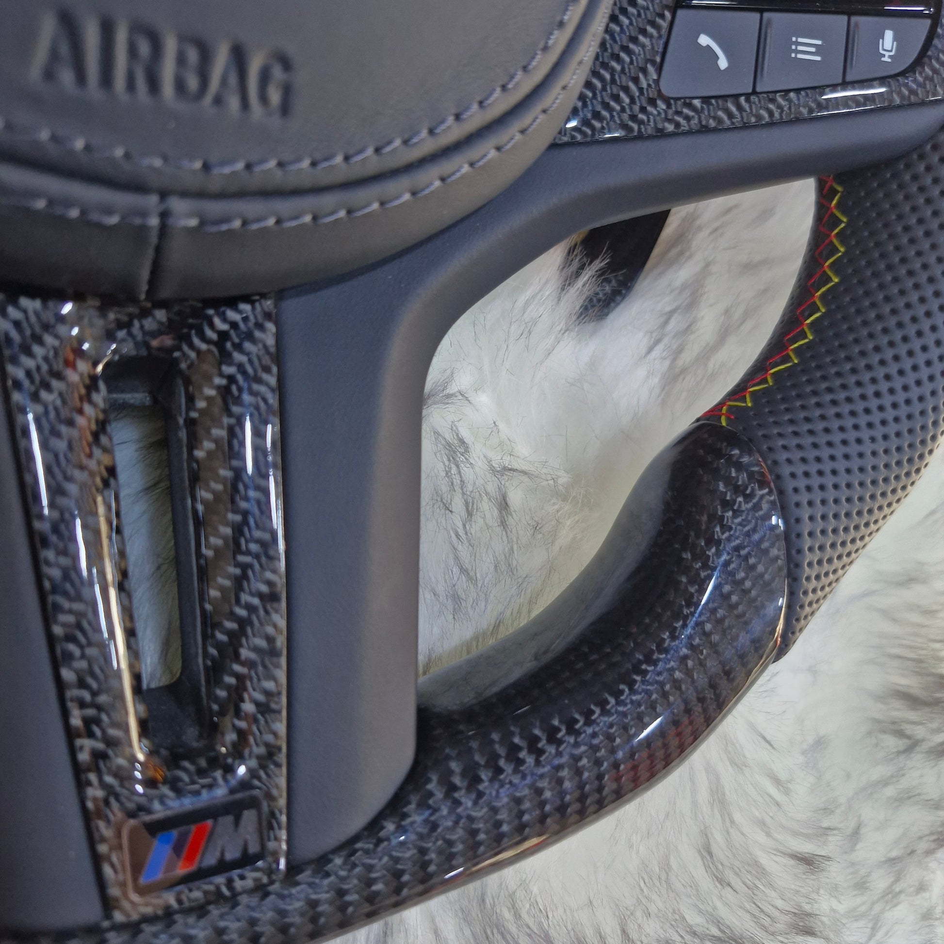 Customized black,red,yellow Trim and Paddle Shifters Carbon Fiber Steering Wheel For BMW G Series