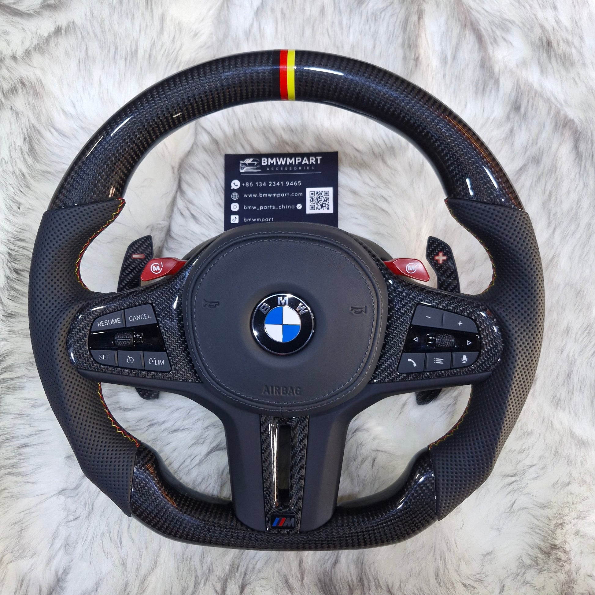 Customized black,red,yellow Trim and Paddle Shifters Carbon Fiber Steering Wheel For BMW G Series