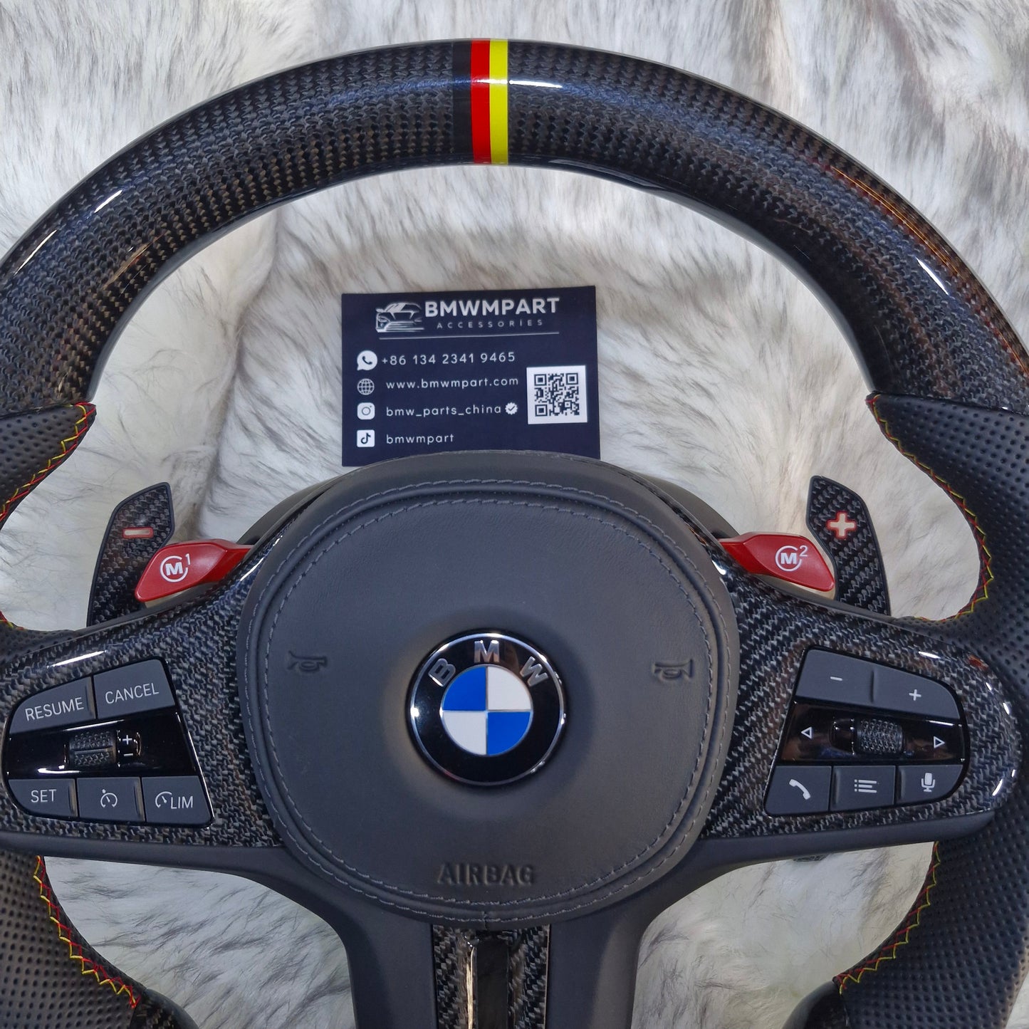 Customized black,red,yellow Trim and Paddle Shifters Carbon Fiber Steering Wheel For BMW G Series