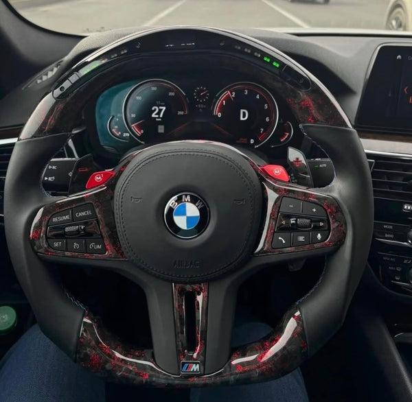 Forged Red  Carbon Fiber  CS Steering Wheel For BMW F90  G05 G20 G30 G80 G82  G Series Fit Customized upgrade Steering Wheel