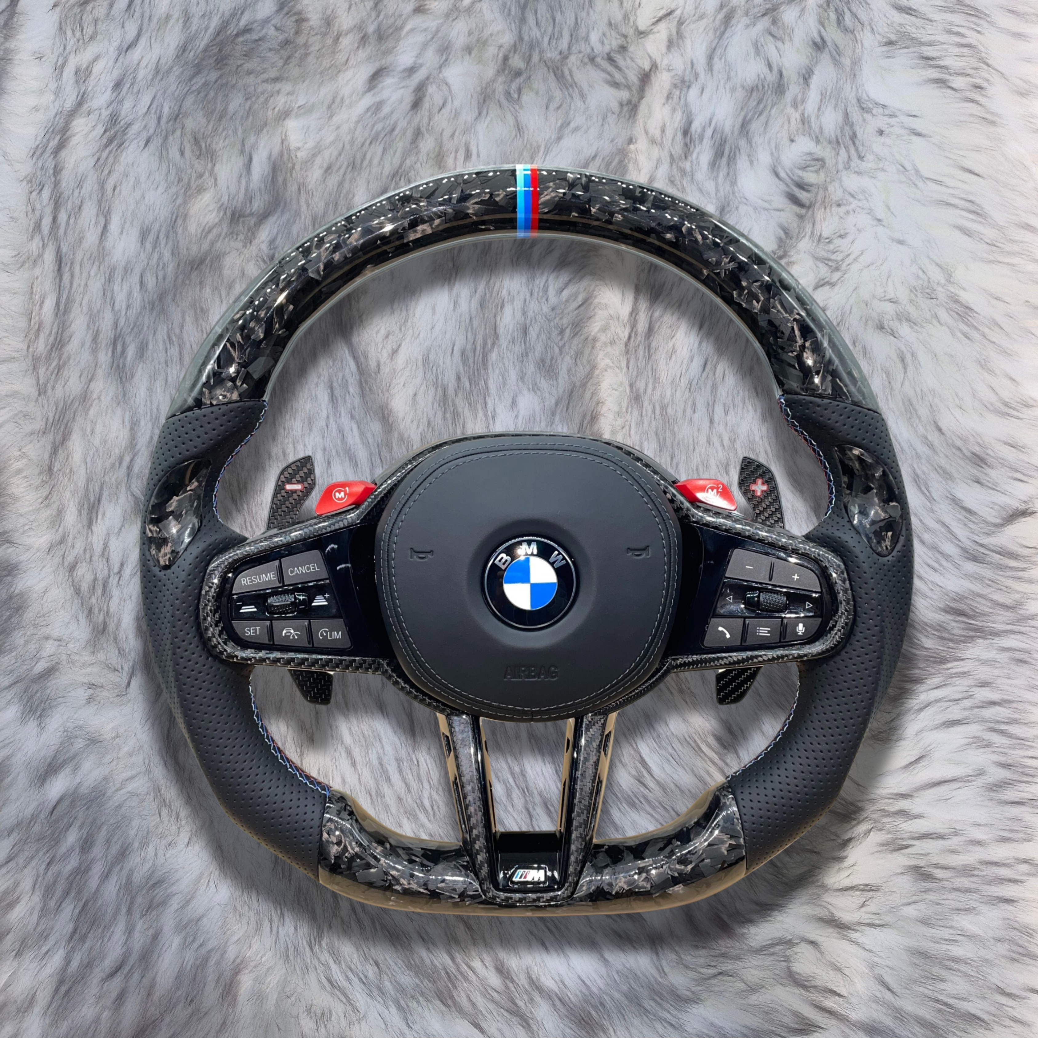 Forged Carbon Fiber  CS Steering Wheel For BMW F90  G05 G20 G30 G80 G82  G Series Fit Customized upgrade Steering Wheel