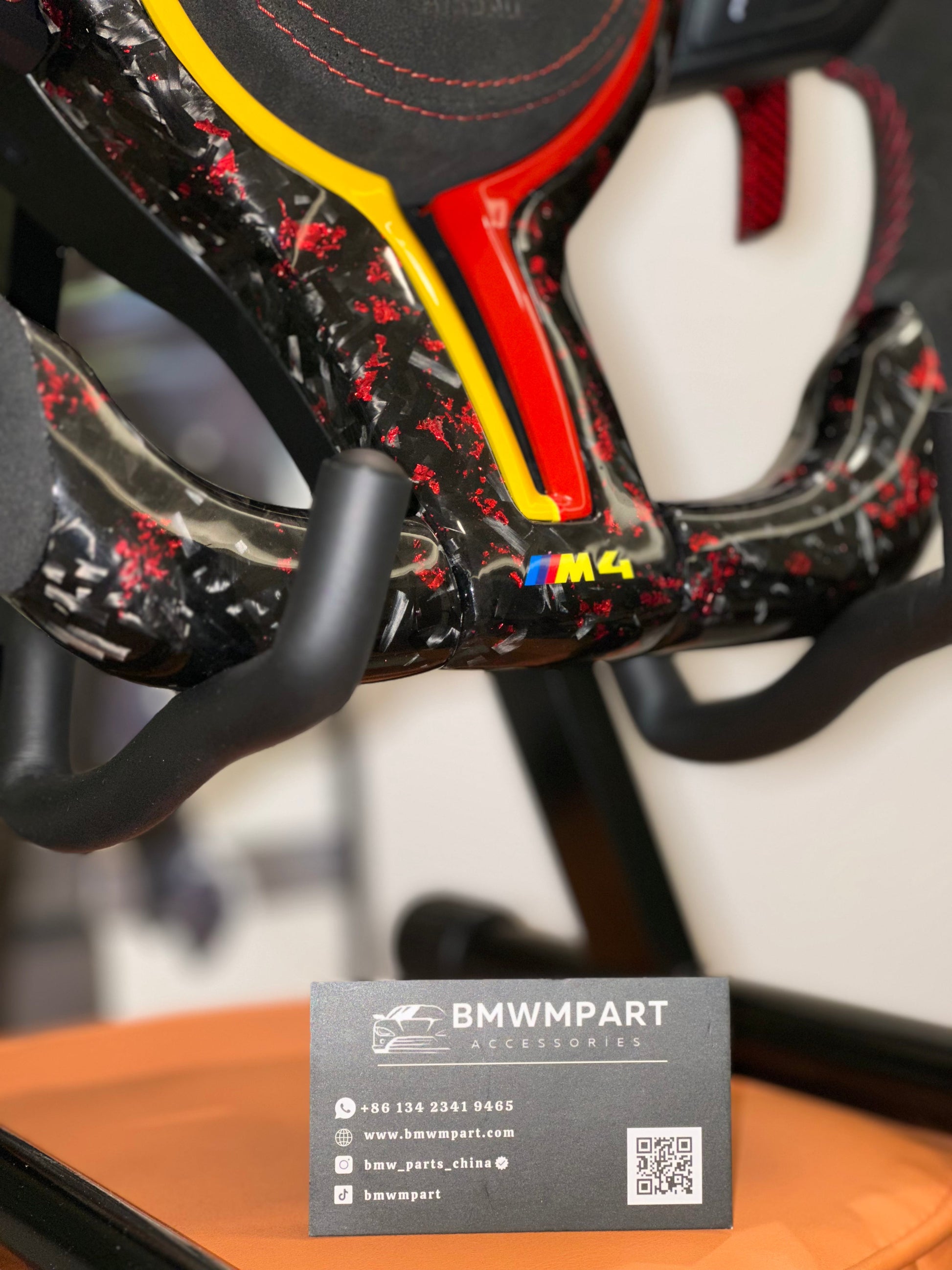 Forged Red Carbon Steering Wheel with Led For BMW F Series bottom side