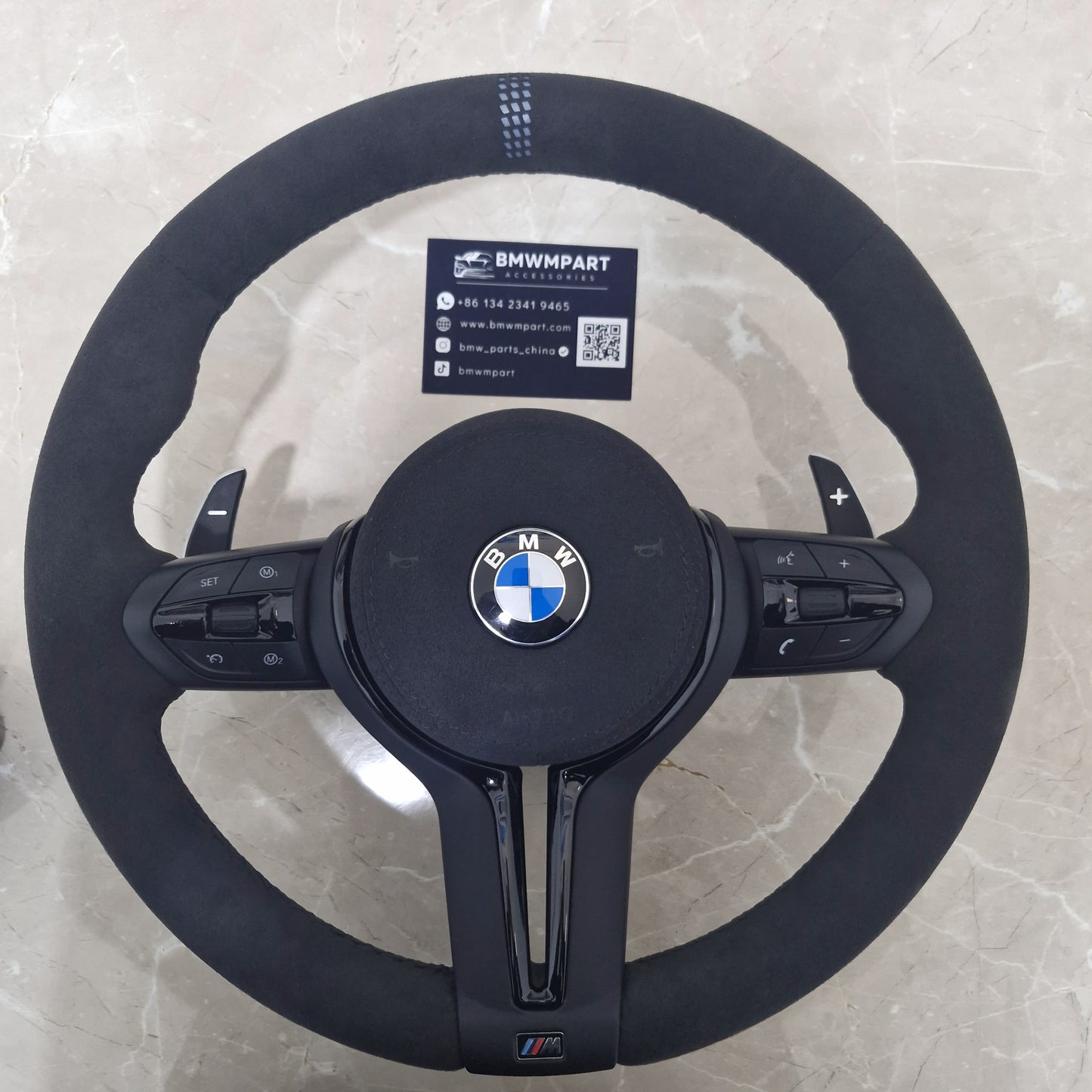 Full Black Alcantara and Alcantara airbag cover  Steering Wheel For BMW F80,F15,F10,F20,F07,F30,F32 and  All F Series