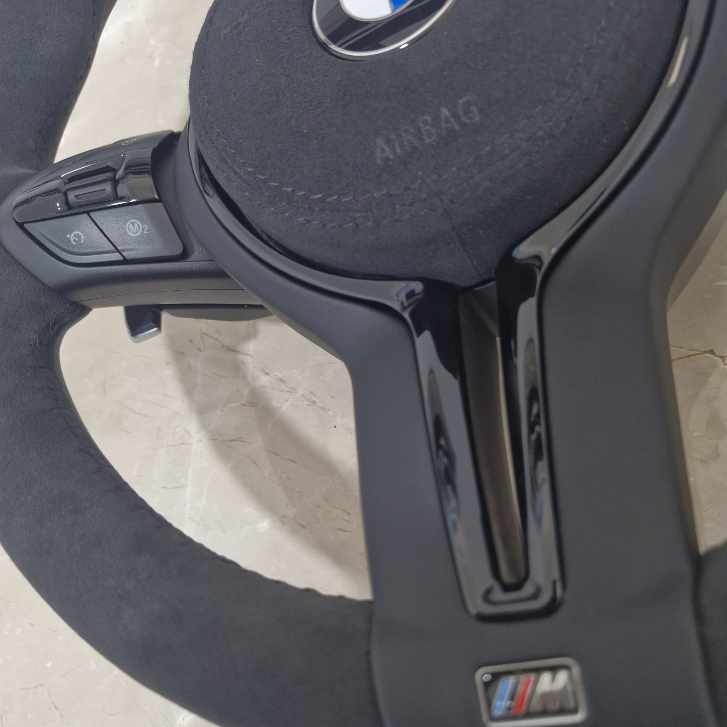 Full Black Alcantara and Alcantara airbag cover  Steering Wheel For BMW F80,F15,F10,F20,F07,F30,F32 and  All F Series