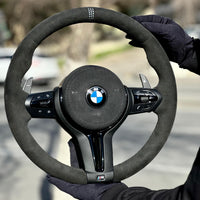 Full Black Alcantara and Alcantara airbag cover  Steering Wheel For BMW F80,F15,F10,F20,F07,F30,F32 and  All F Series