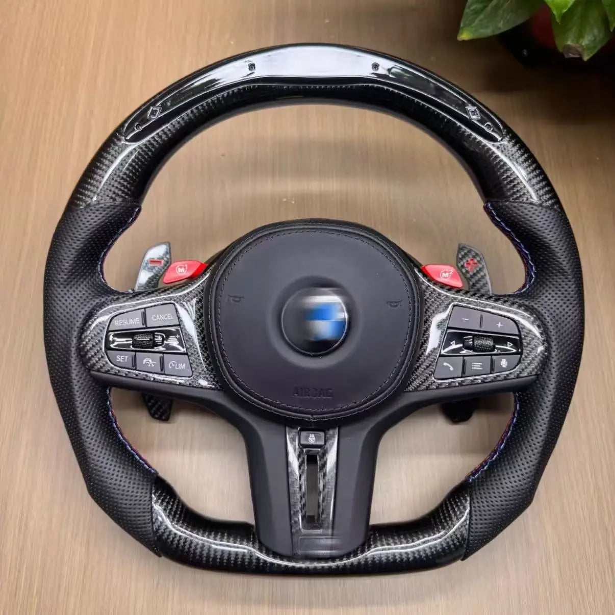 Custom Upgrade Carbon Fiber Lenkrad Volant Leather M Sport Led Steering Wheel