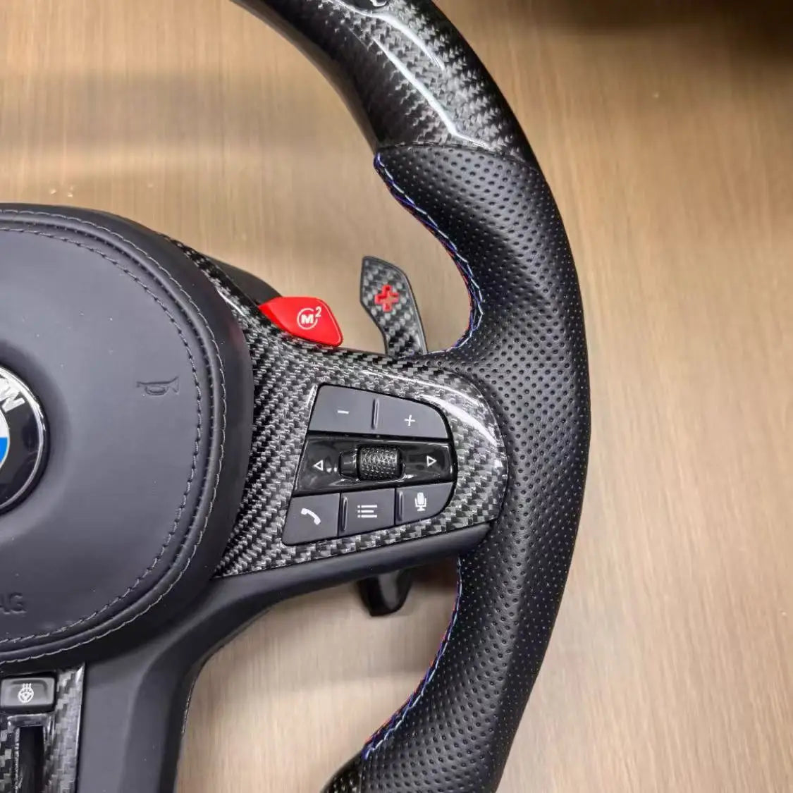 Custom Upgrade Carbon Fiber Lenkrad Volant Leather M Sport Led Steering Wheel