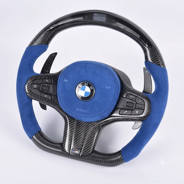Blue Airbag   Carbon Fiber Led  Steering Wheel For BMW F90  G05 G20 G30 G80 G82  G Series Fit Customized upgrade Steering Wheel