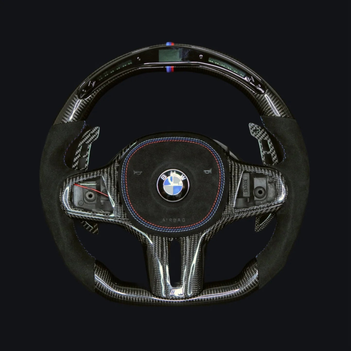 Carbon Fiber  M color Stitching Airbag with  Led  Steering Wheel For BMW F90  G05 G20 G30 G80 G82  G Series Fit Customized upgrade Steering Wheel