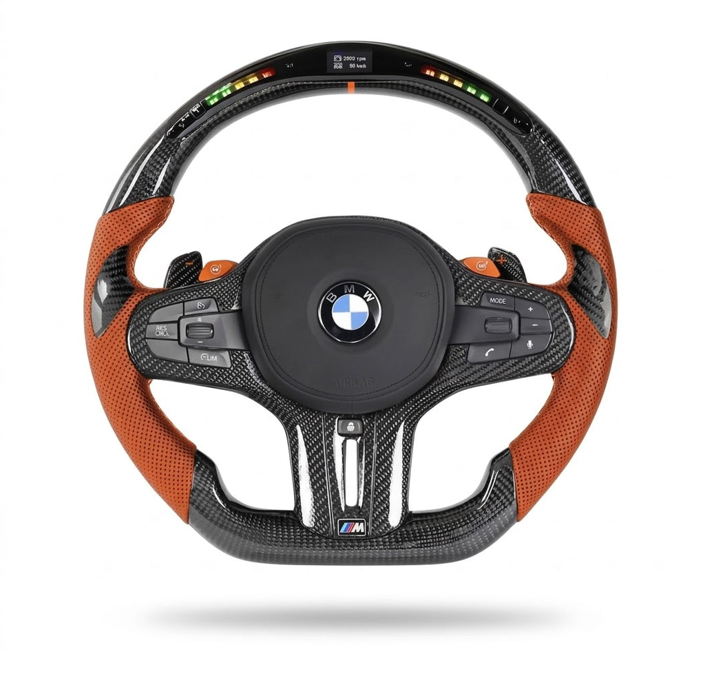 Orange Leather Carbon LED Steering Wheel - BMW G Series