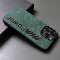 Alcantara iPhone Case with Carbon Fiber Logo – M Power / AMG Style Luxury Protective Cover