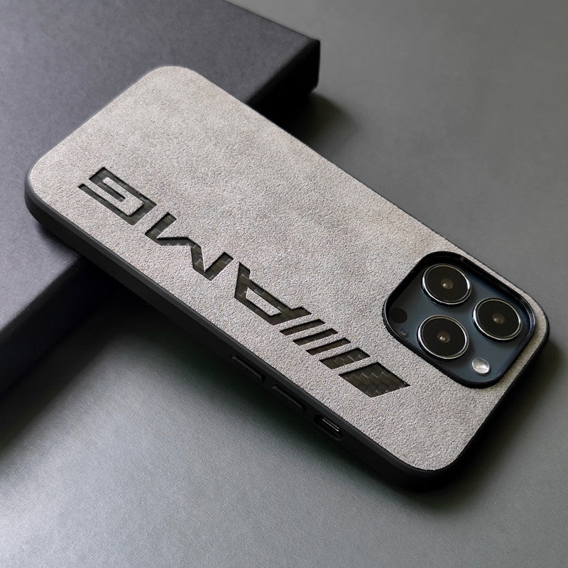 Alcantara iPhone Case with Carbon Fiber Logo – M Power / AMG Style Luxury Protective Cover