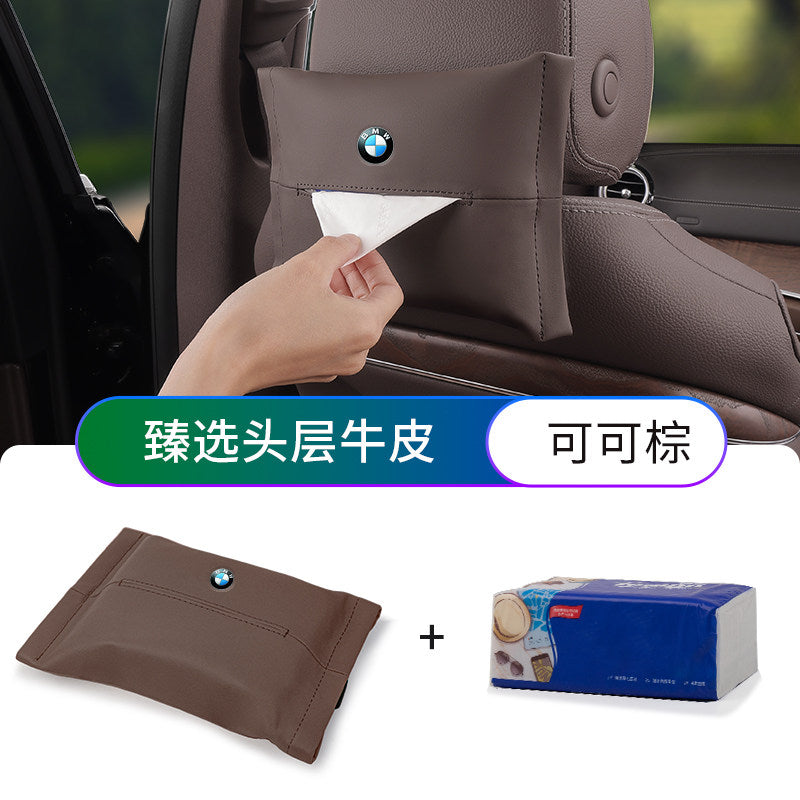 Suitable for BMW 3 Series, 5 Series, X3X5i3, car tissue box, genuine leather, luxury, ix3x1 tissue bag, 7 series drawer carton