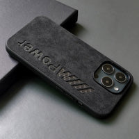 Alcantara iPhone Case with Carbon Fiber Logo – M Power / AMG Style Luxury Protective Cover