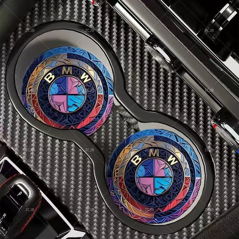 Car coaster car logo 5 series water coaster 3 series 7 series 525li325li x1 x3 X5X7 leather car coaster