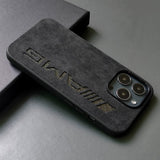 Alcantara iPhone Case with Carbon Fiber Logo – M Power / AMG Style Luxury Protective Cover