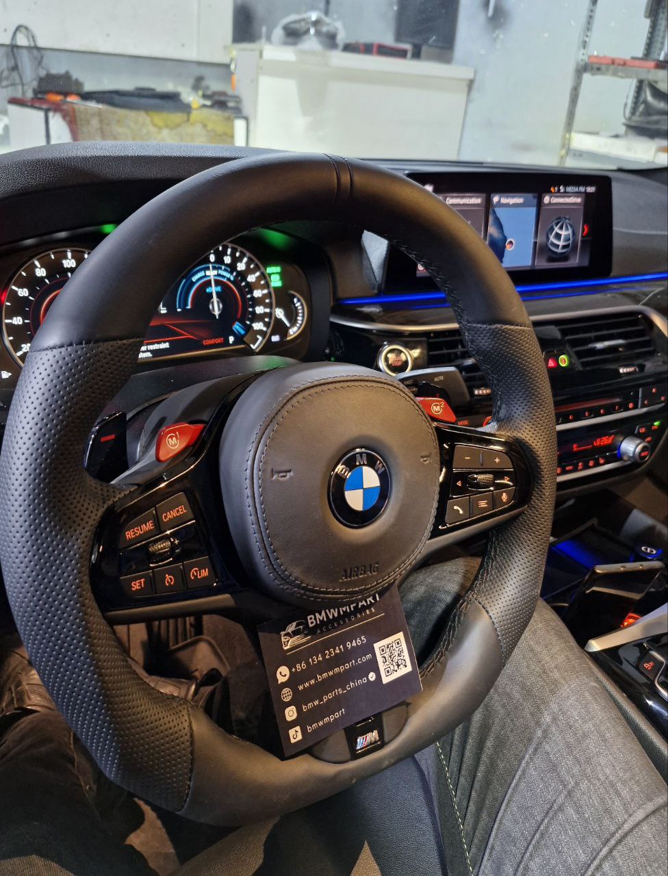 Perforated Nappa Leather  Black Trim Steering Wheel for BMW G Series