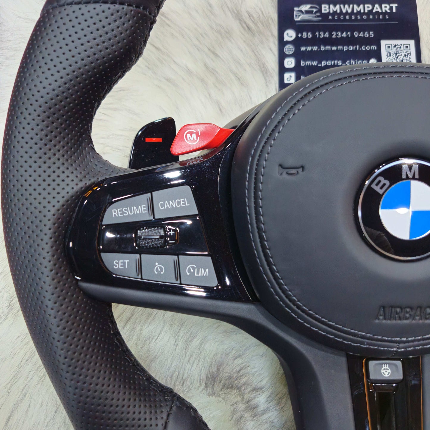 Perforated Nappa Leather  Black Trim Steering Wheel for BMW G Series