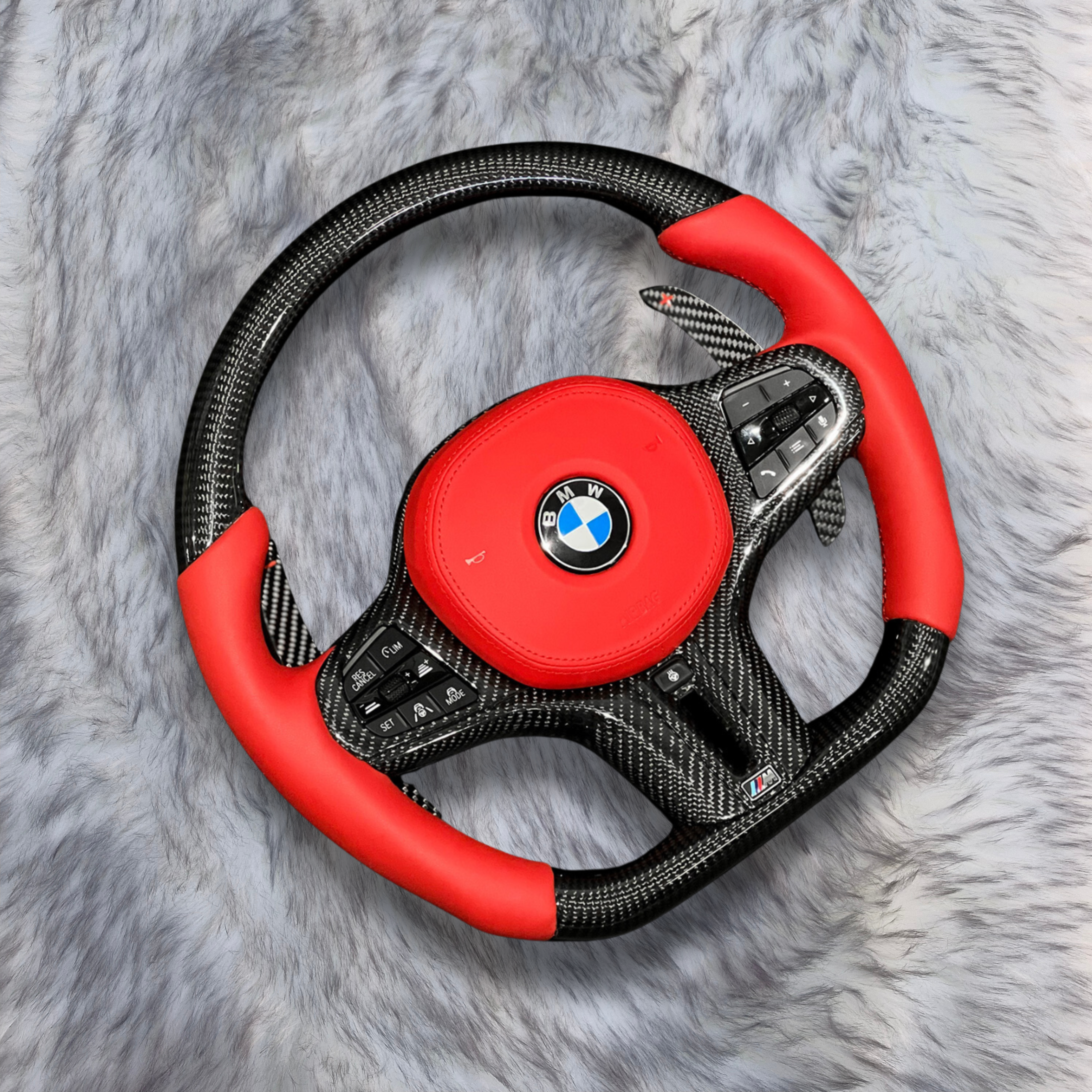 Red Sides Carbon Fiber Steering Wheel For BMW F90  G05 G20 G30 G80 G82  G Series Fit Customized upgrade Steering Wheel