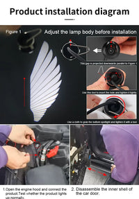 LED lamp rearview mirror Angel wing welcome lamp Angel wing carpet projector car accessories rearview mirror